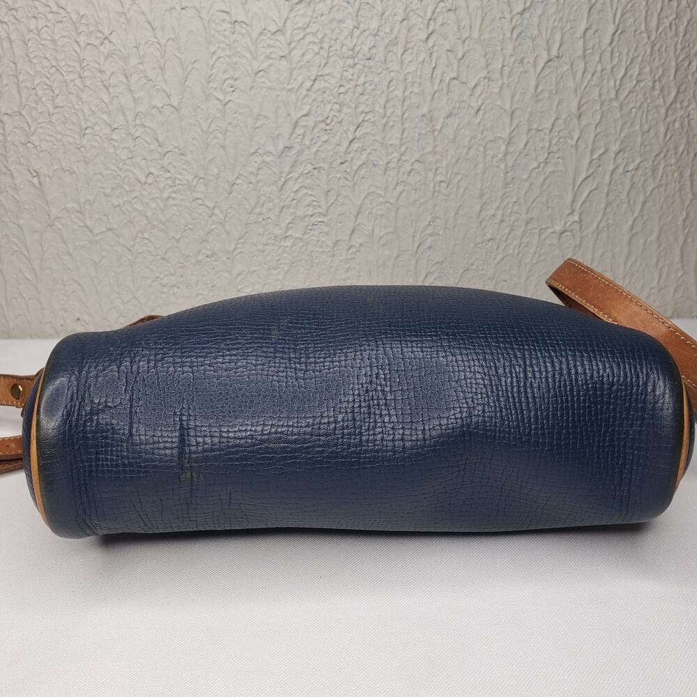 Vintage COACH Italy Blue Tan Pebbled Leather Crossbody Purse Shoulder Bag - Picture 6 of 16